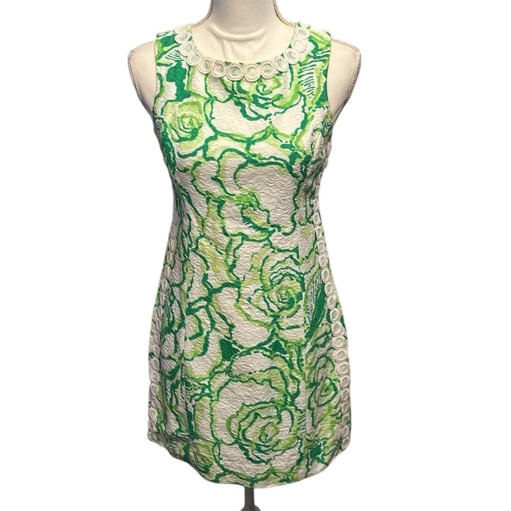 Vintage Lilly Pulitzer Mila Resort Heart Breaker Jacquard Lace Shift Mini Size 4 - Picture 2 of 16